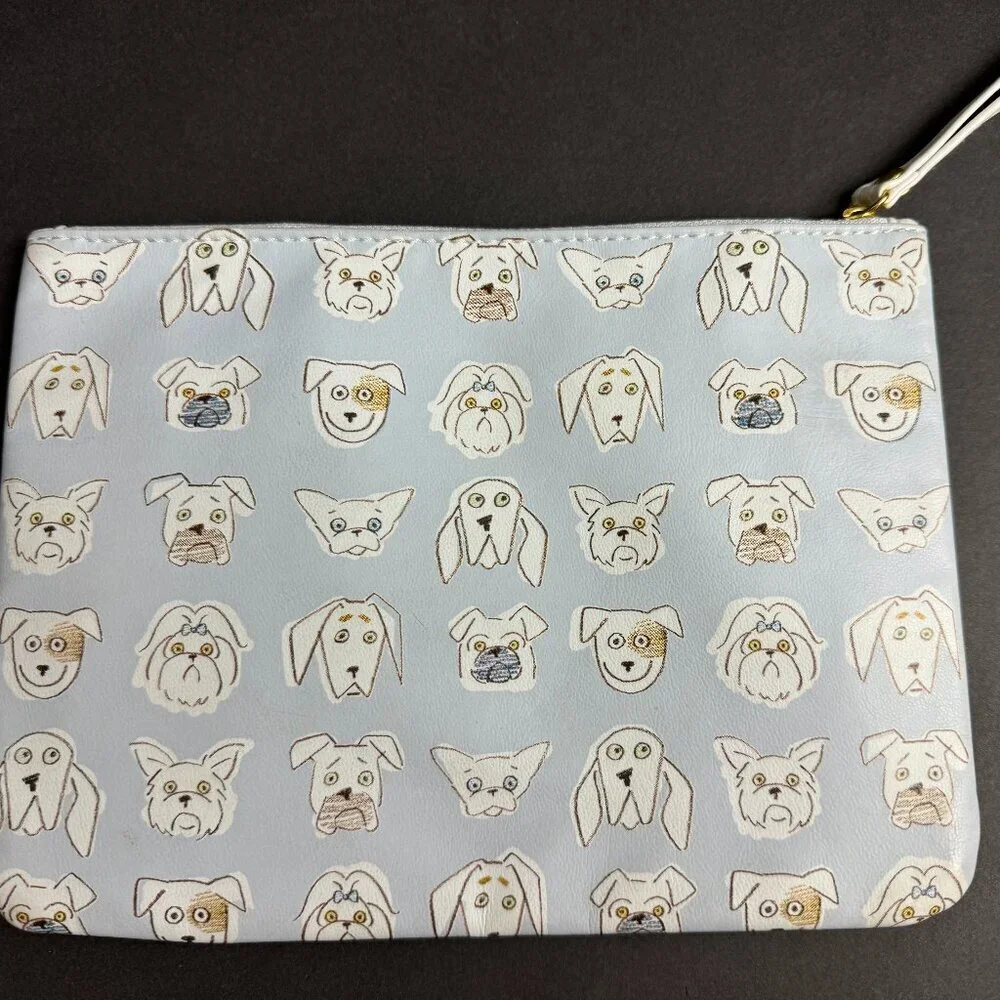 NWOT Fringe Cosmetic Make Up Bag Dog Portraits